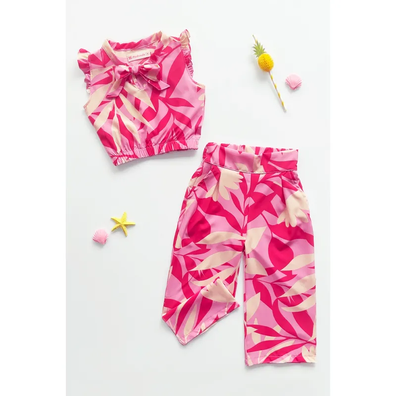 KIDS MASHMELO - Outfit de Seda Mate con Pantalon y Top para Niña - Kids Mahmelo