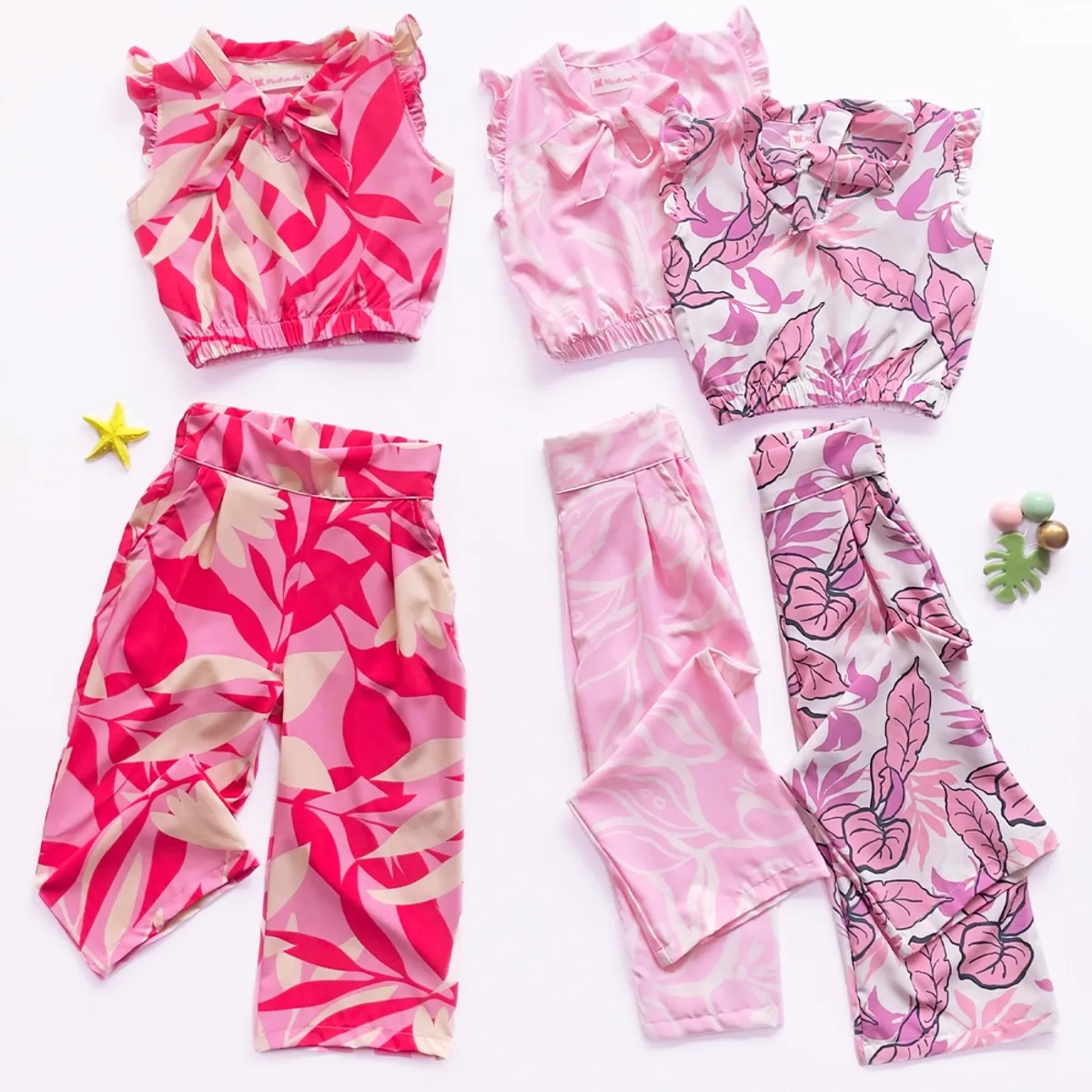 KIDS MASHMELO - Outfit de Seda Mate con Pantalon y Top para Niña - Kids Mahmelo