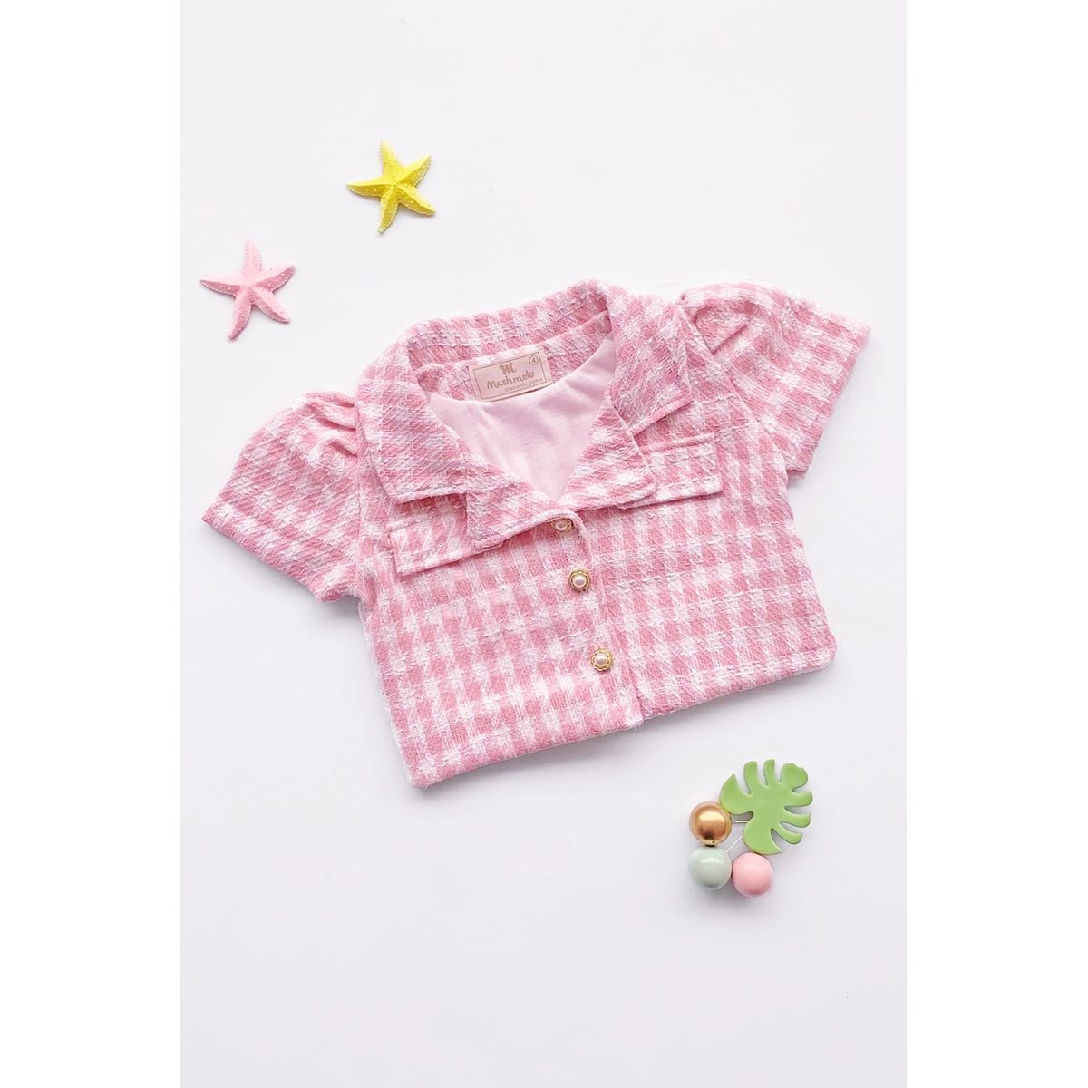 KIDS MASHMELO - Chaqueta Crop Chanel con Solapa para Niña - Kids Mahmelo