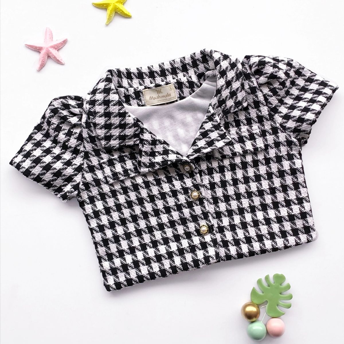 KIDS MASHMELO - Chaqueta Crop Chanel con Solapa para Niña - Kids Mahmelo