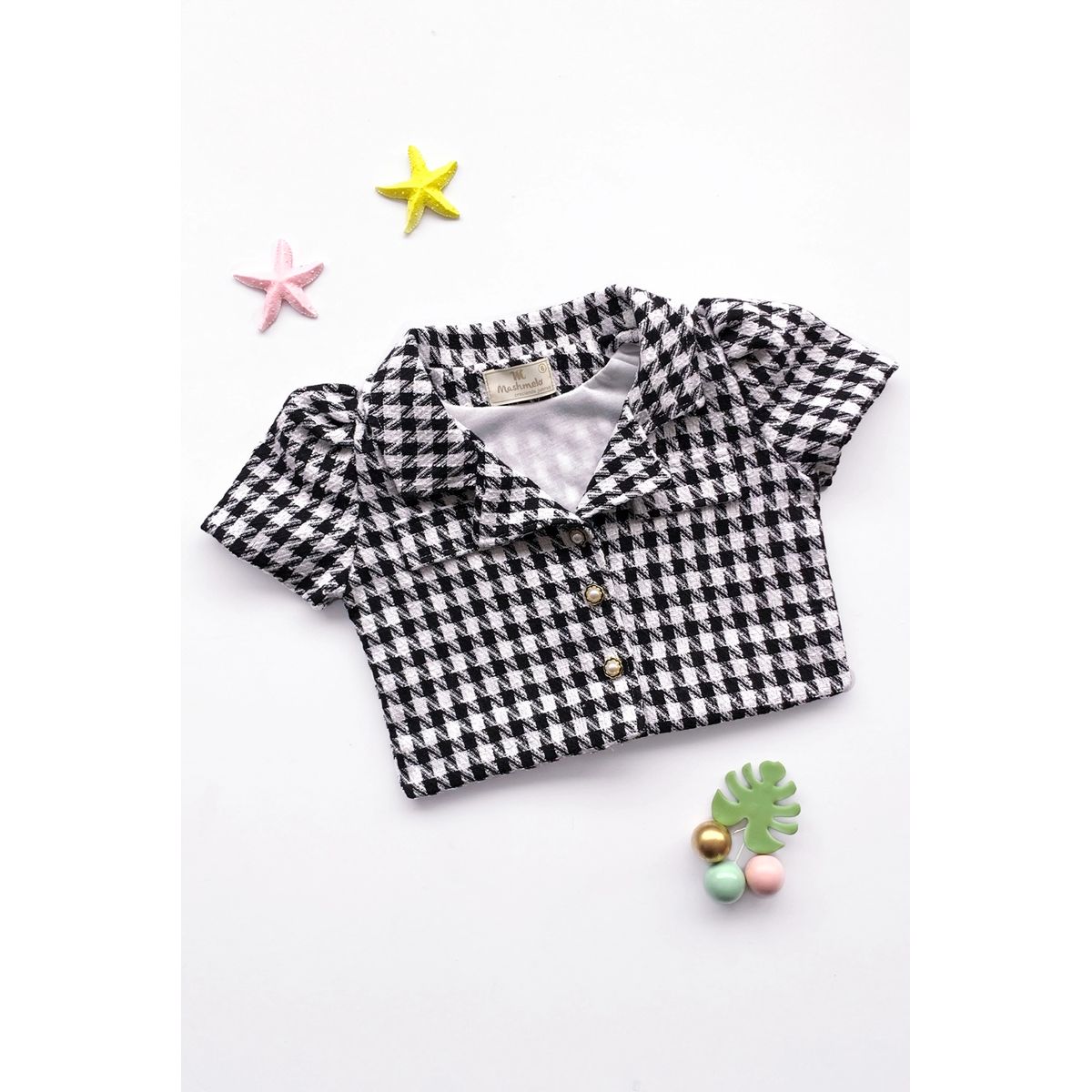 KIDS MASHMELO - Chaqueta Crop Chanel con Solapa para Niña - Kids Mahmelo