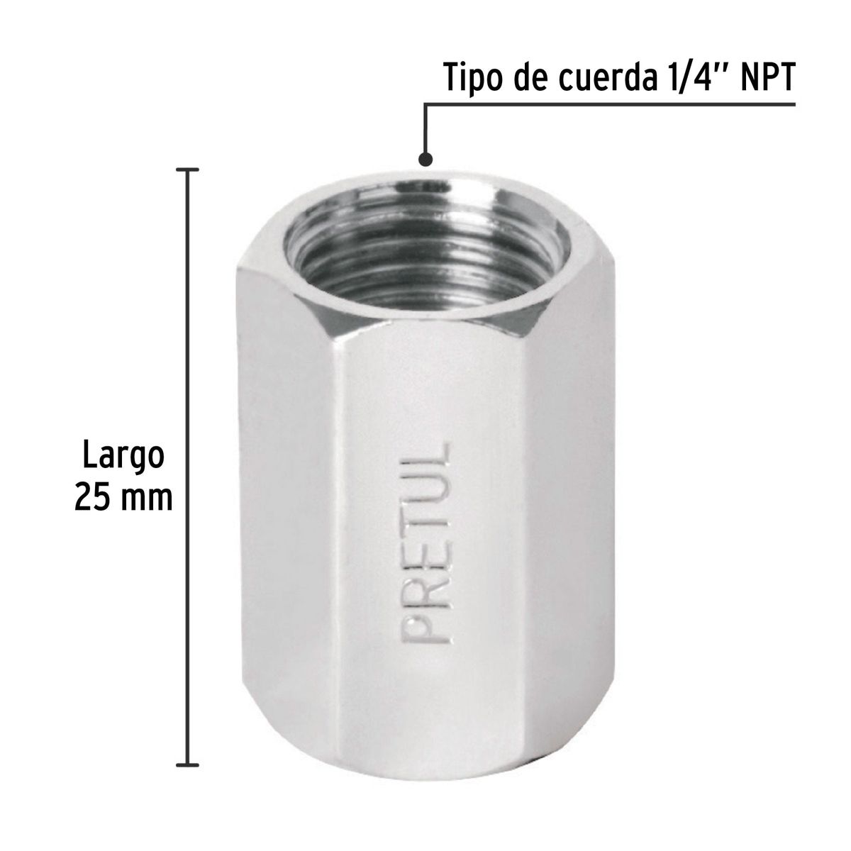 PRETUL - Unión 1/4" Hembra para Compresora 27027 Pretul