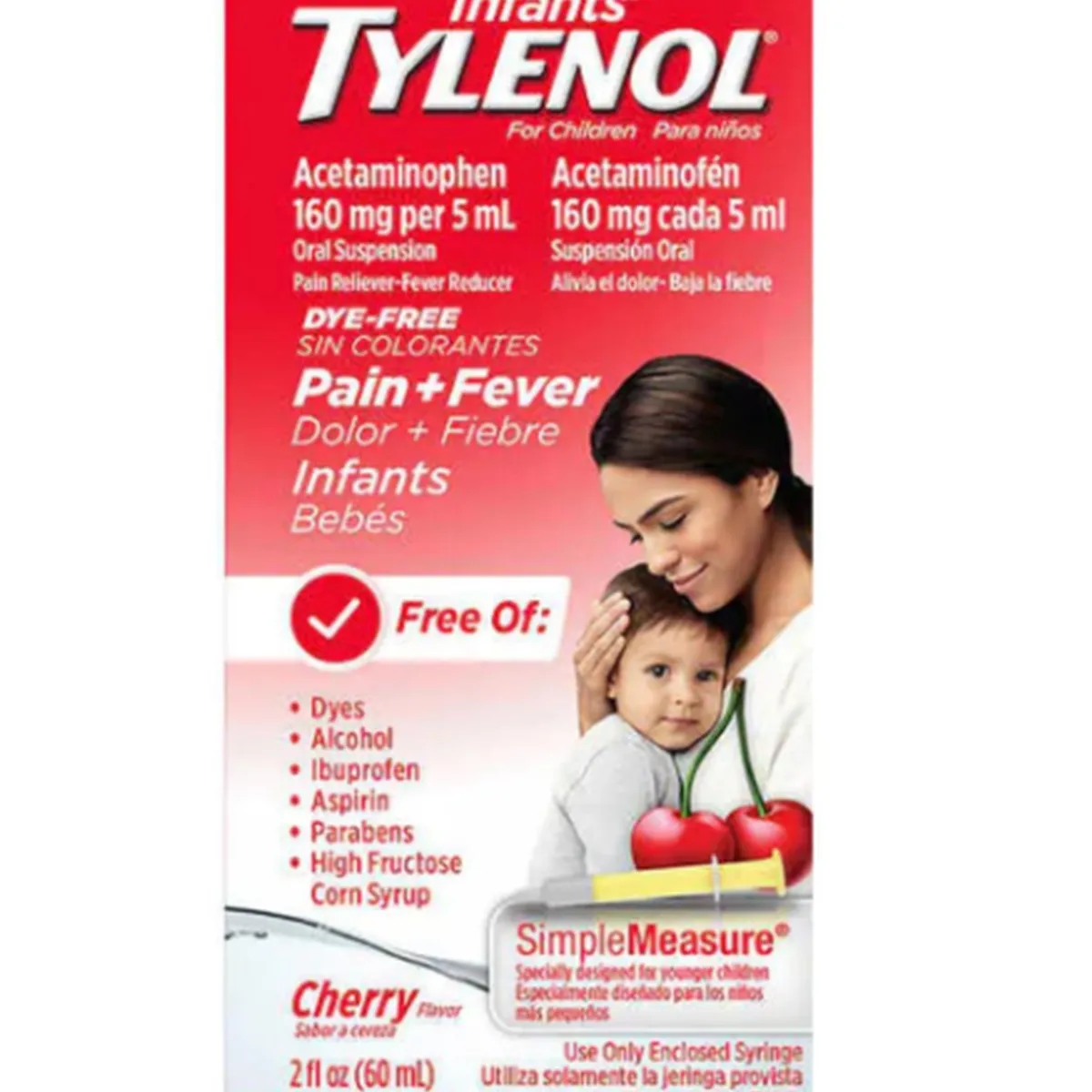 GENERICO - Suspensión Tylenol para bebes sabor cereza 60 ml