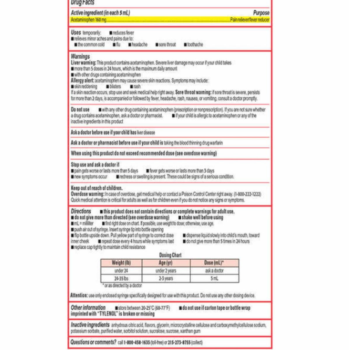 GENERICO - Suspensión Tylenol para bebes sabor cereza 60 ml