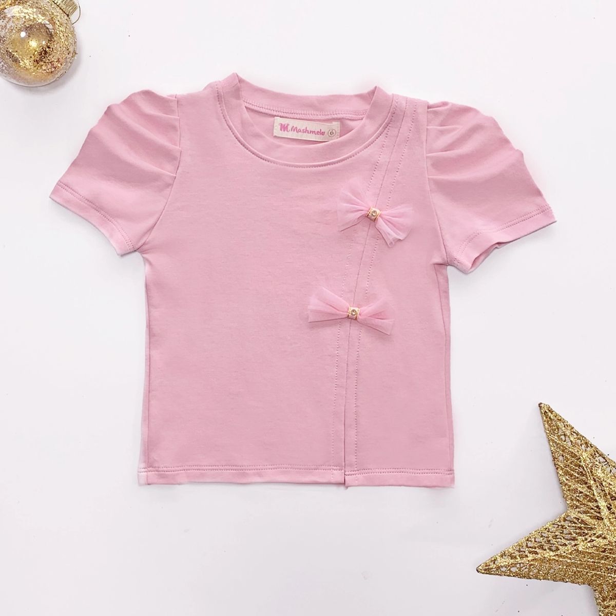 KIDS MASHMELO - Polo con Corte en Delantero Y Lazitos de Tull para Niña - Kids Mahmelo