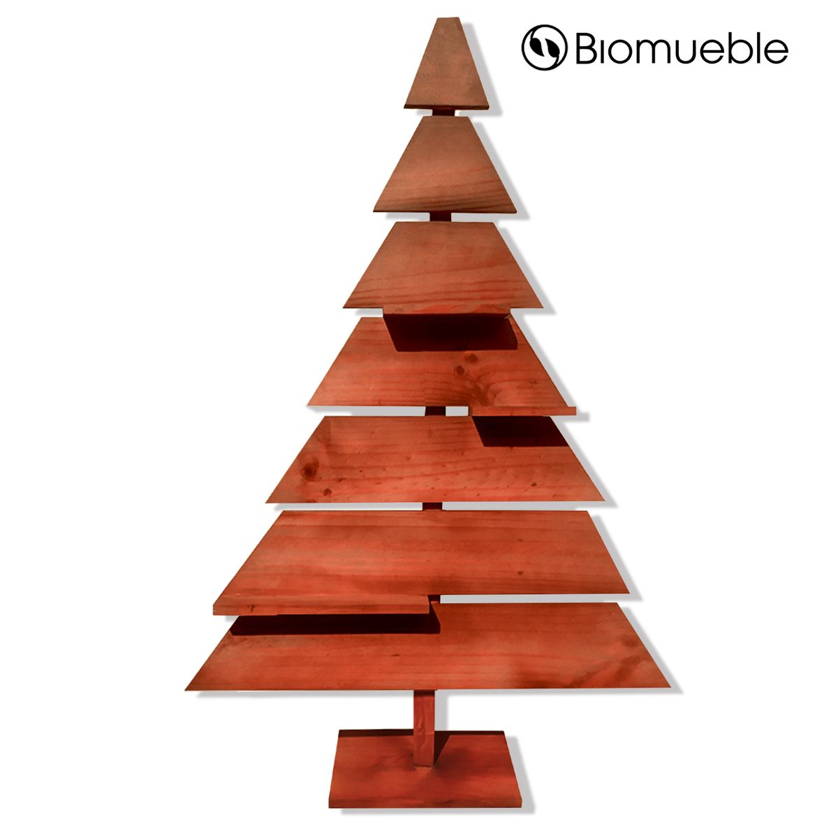 GENERICO - Árbol Navideño Rústico de Madera Reciclada - Palets - Acabado Nogal