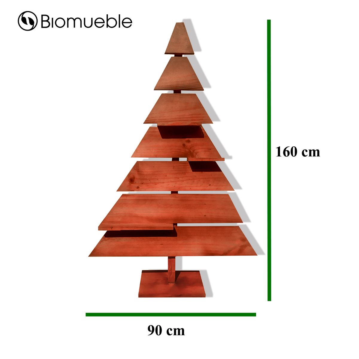 GENERICO - Árbol Navideño Rústico de Madera Reciclada - Palets - Acabado Nogal