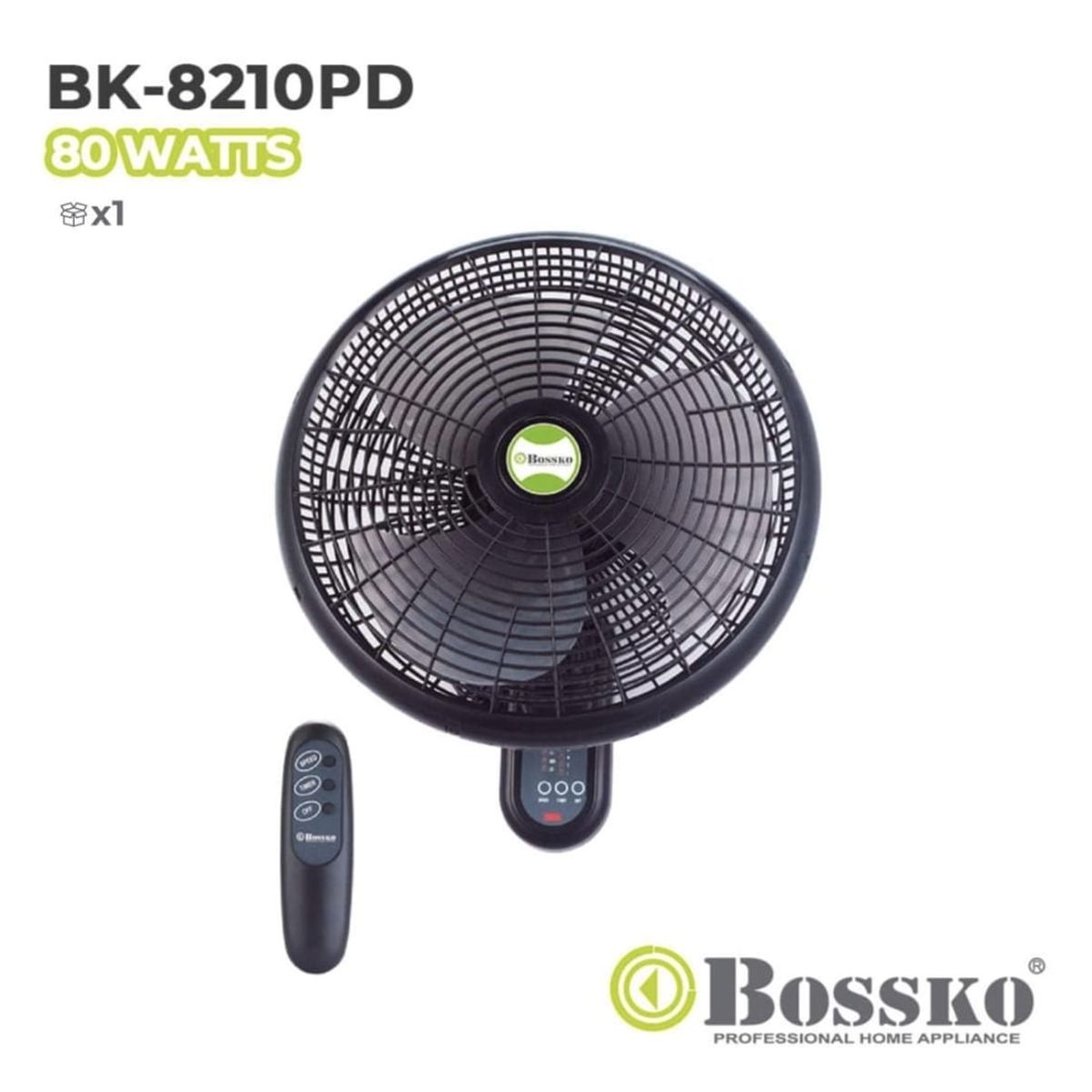 BOSSKO - Ventilador Bossko de Pared BK 8210PD con Control Remoto 80 Watts