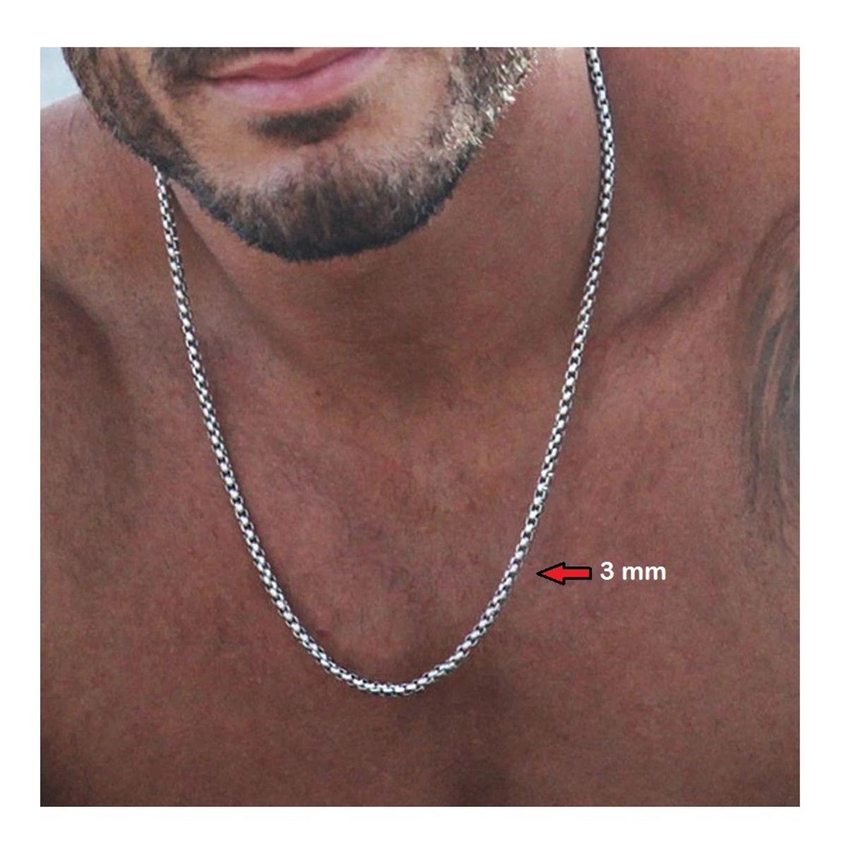 OEM - CADENA HOMBRE COLLAR ESLABON CIRCULAR DELGADO ACERO INOXIDABLE 316L