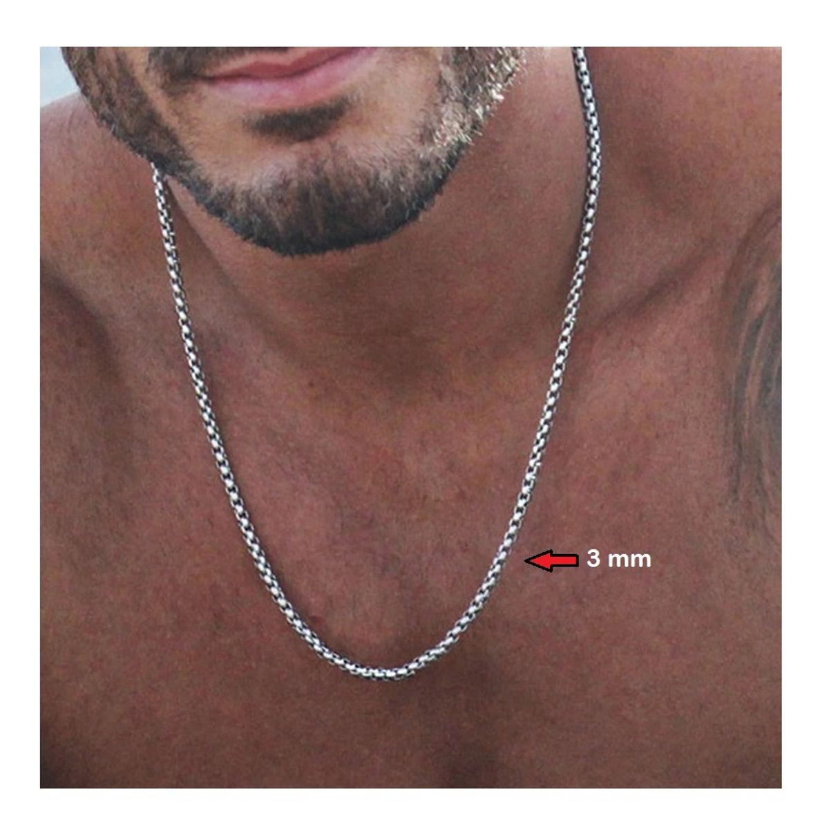 OEM - CADENA HOMBRE COLLAR ESLABON CIRCULAR DELGADO ACERO INOXIDABLE 316L