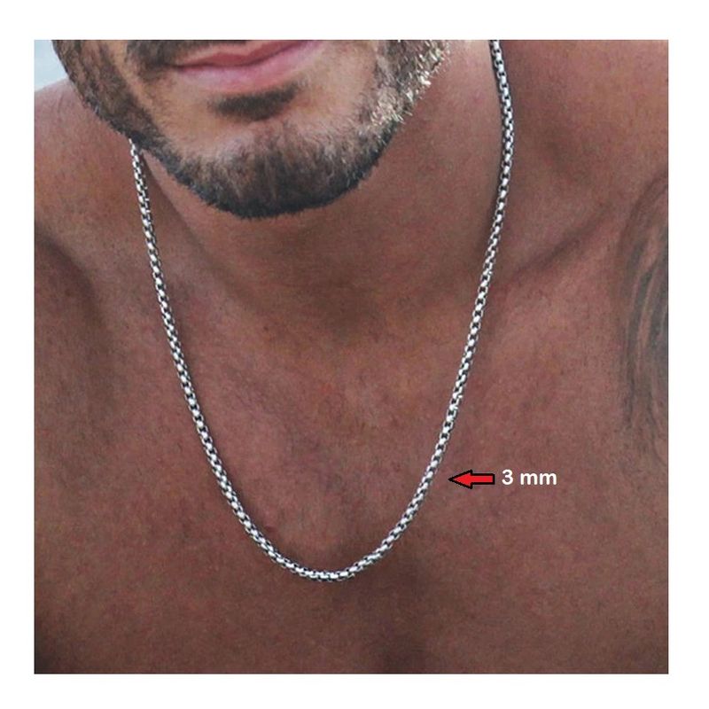 OEM - CADENA HOMBRE COLLAR ESLABON CIRCULAR DELGADO ACERO INOXIDABLE 316L