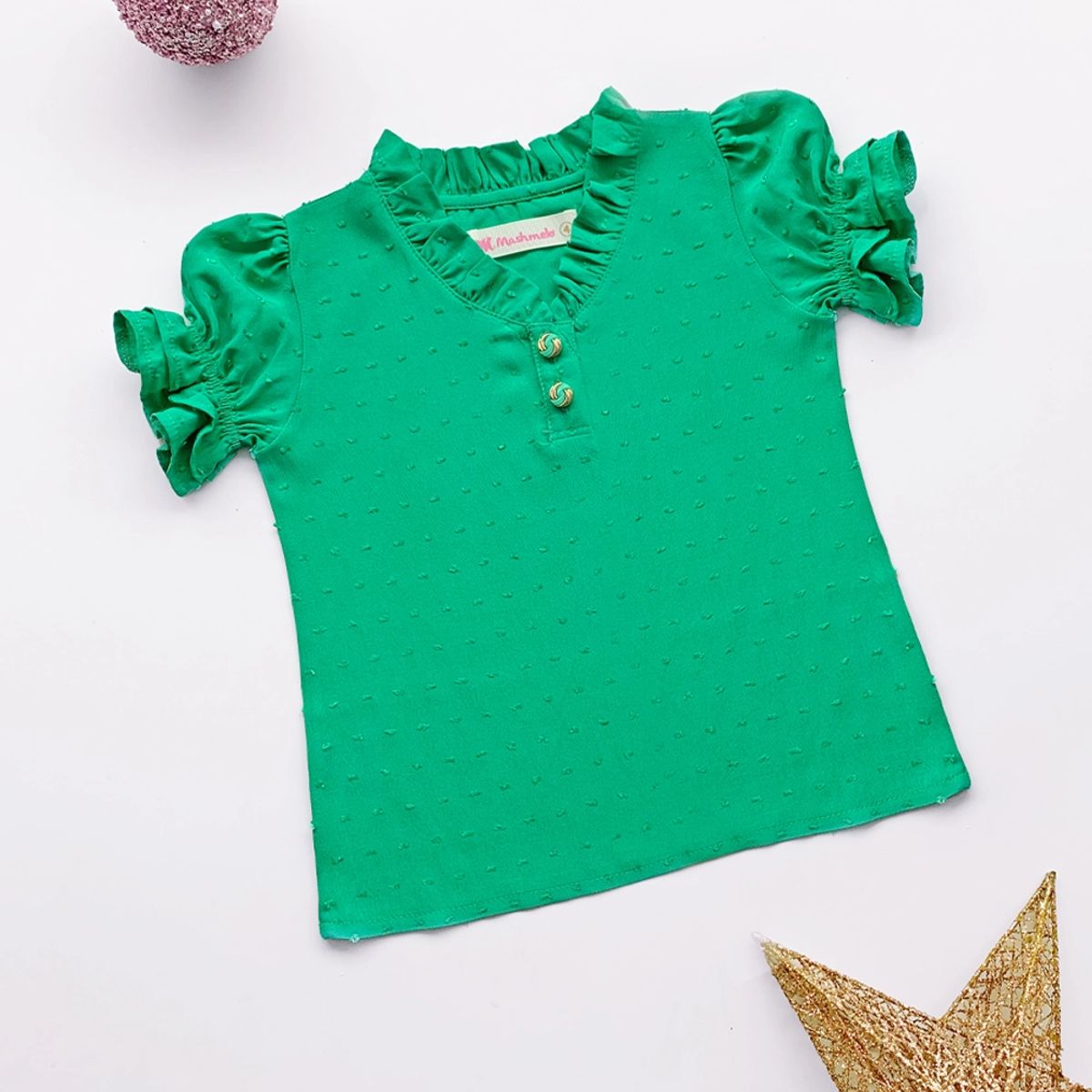 KIDS MASHMELO - Blusa para Niña con Volante en Cuello - Kids Mahmelo