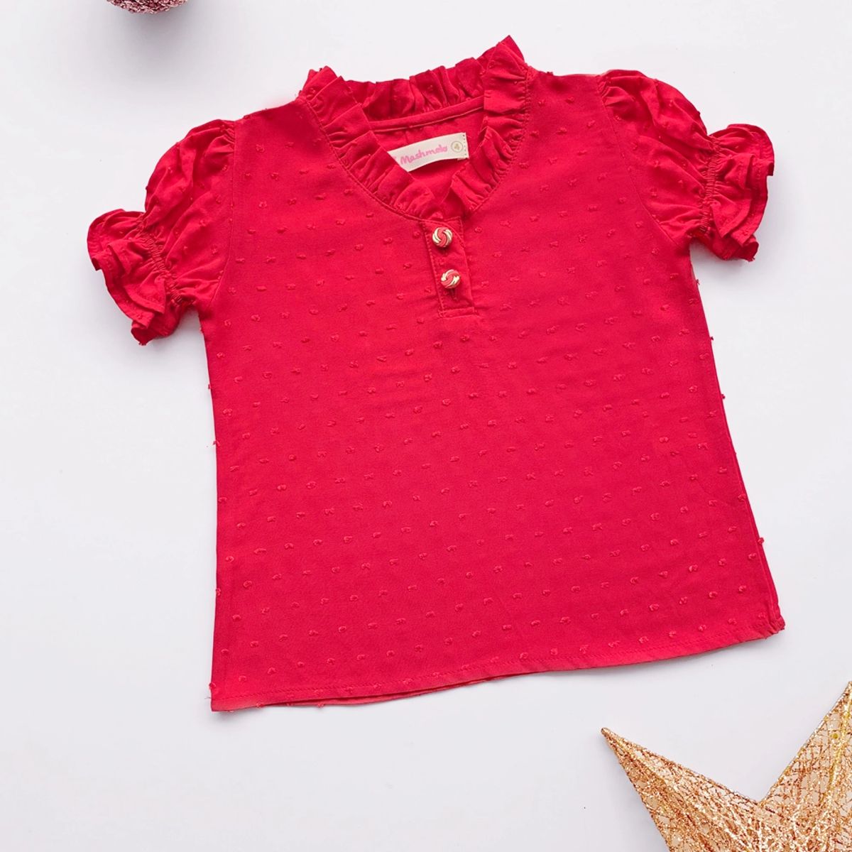 KIDS MASHMELO - Blusa para Niña con Volante en Cuello - Kids Mahmelo