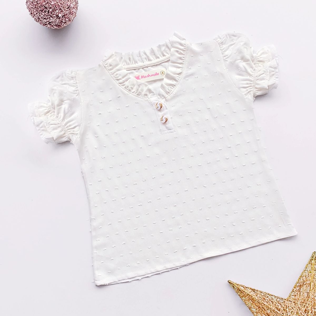 KIDS MASHMELO - Blusa para Niña con Volante en Cuello - Kids Mahmelo