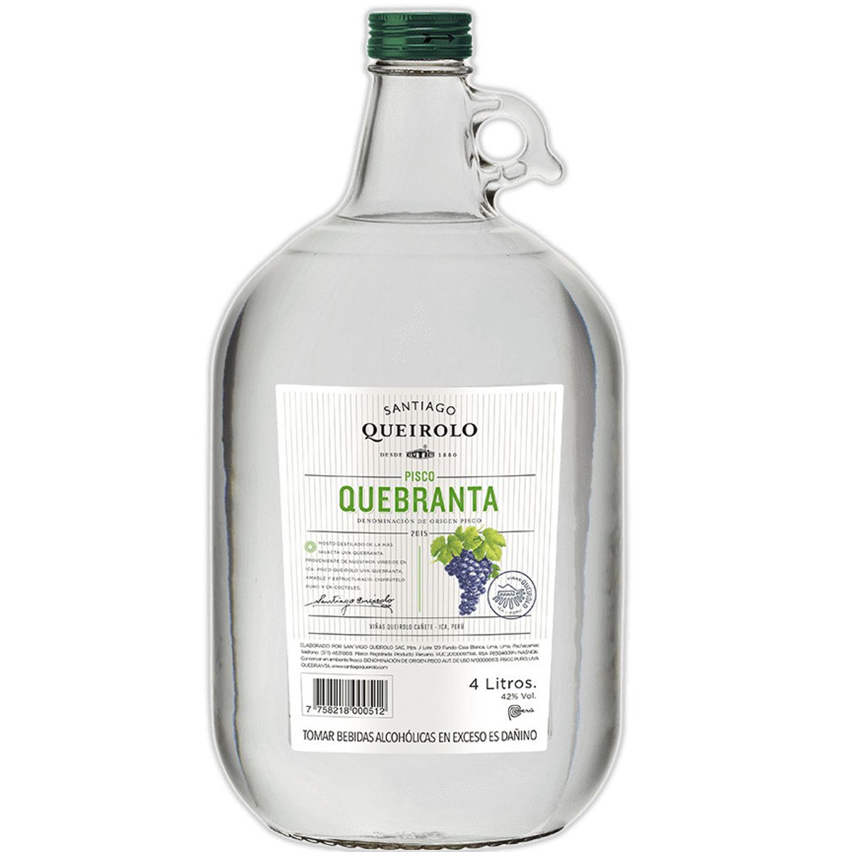 SANTIAGO - Pisco Santiago Queirolo Quebranta 4L