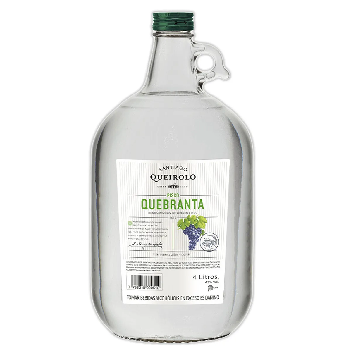 SANTIAGO - Pisco Santiago Queirolo Quebranta 4L