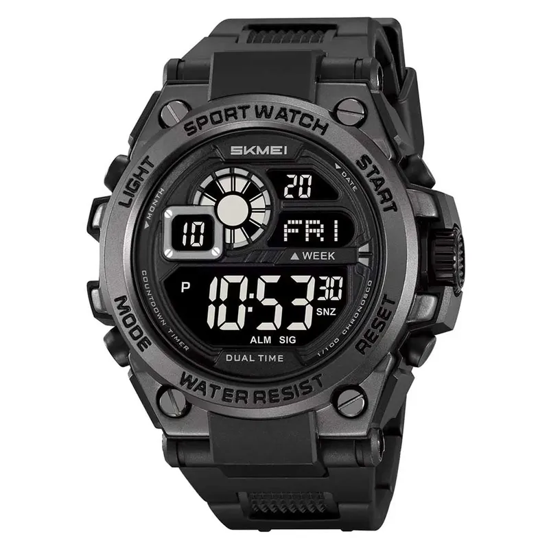 SKMEI - Reloj Skmei 2318 Hombre Digital Deportivo Cronómetro Dual LED - Negro