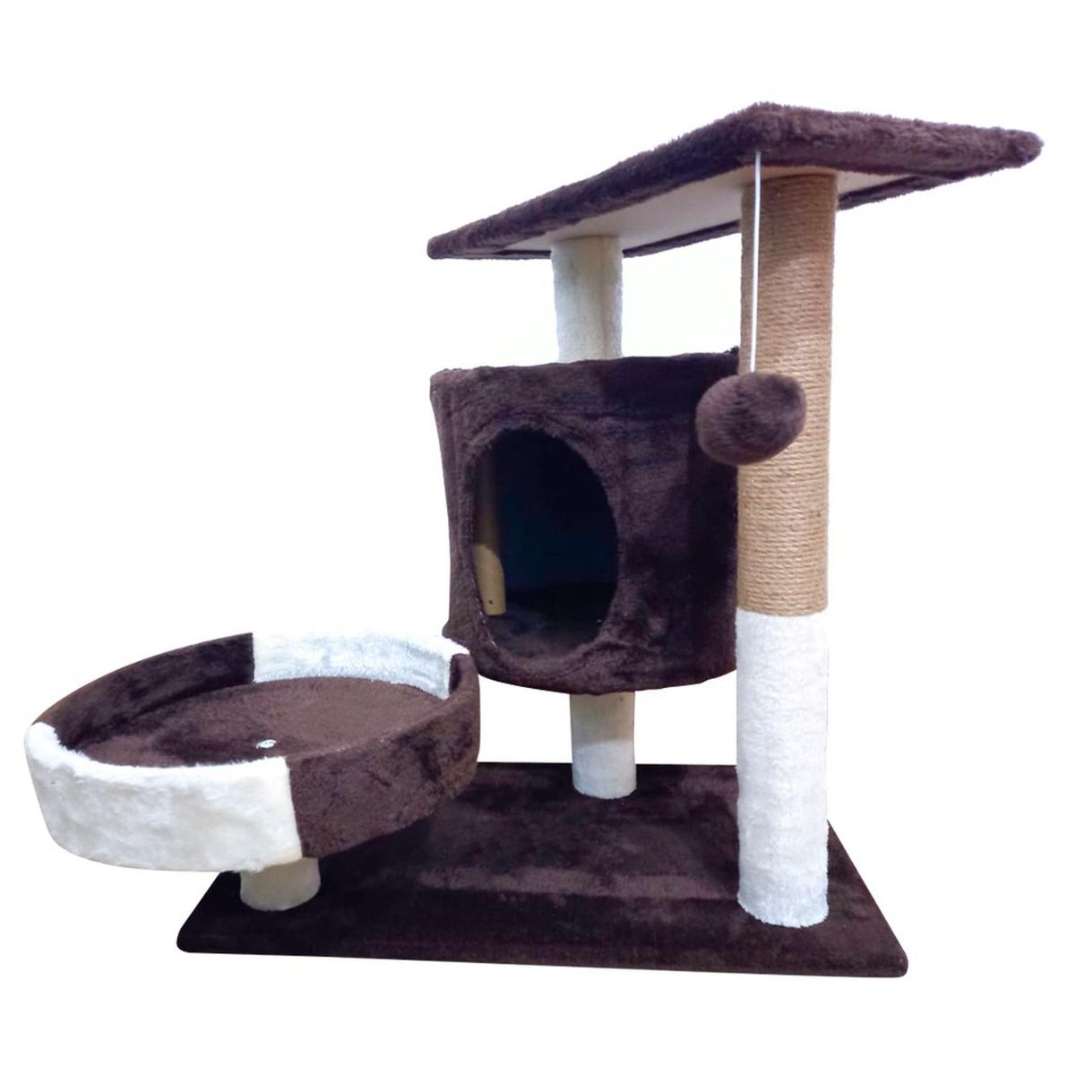 GENERICO - Gimnasio para Gatos Dos pisos con Cama - Marron - M