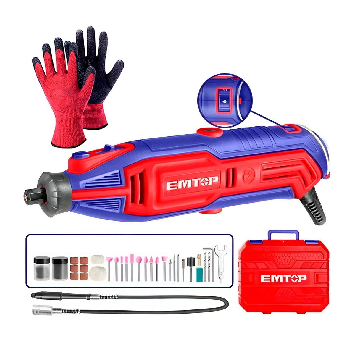 EMTOP - MINI GRINDER 130W TALADRO MULTIPROPÓSITO CORTADOR + GUANTES