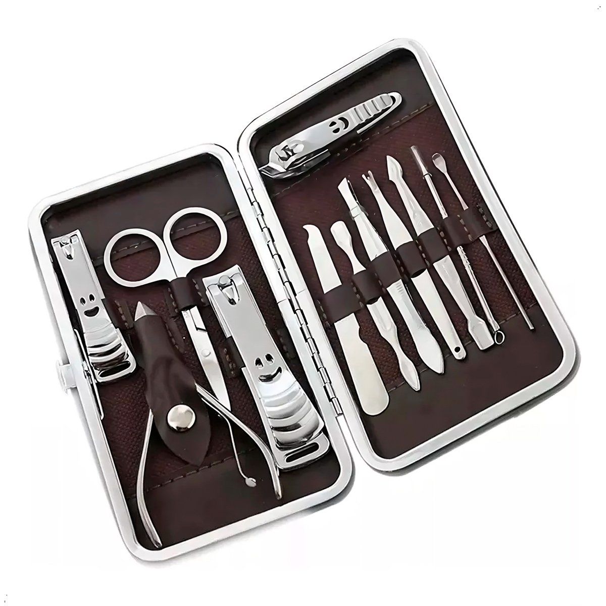GENERICO - Set Manicura Pedicura Acero Inoxidable 12 Piezas Cortauñas