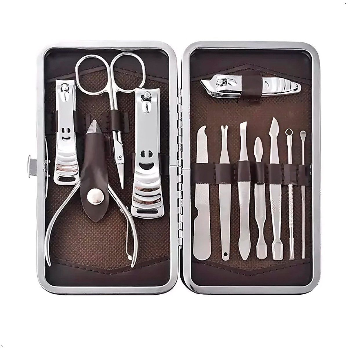 GENERICO - Set Manicura Pedicura Acero Inoxidable 12 Piezas Cortauñas