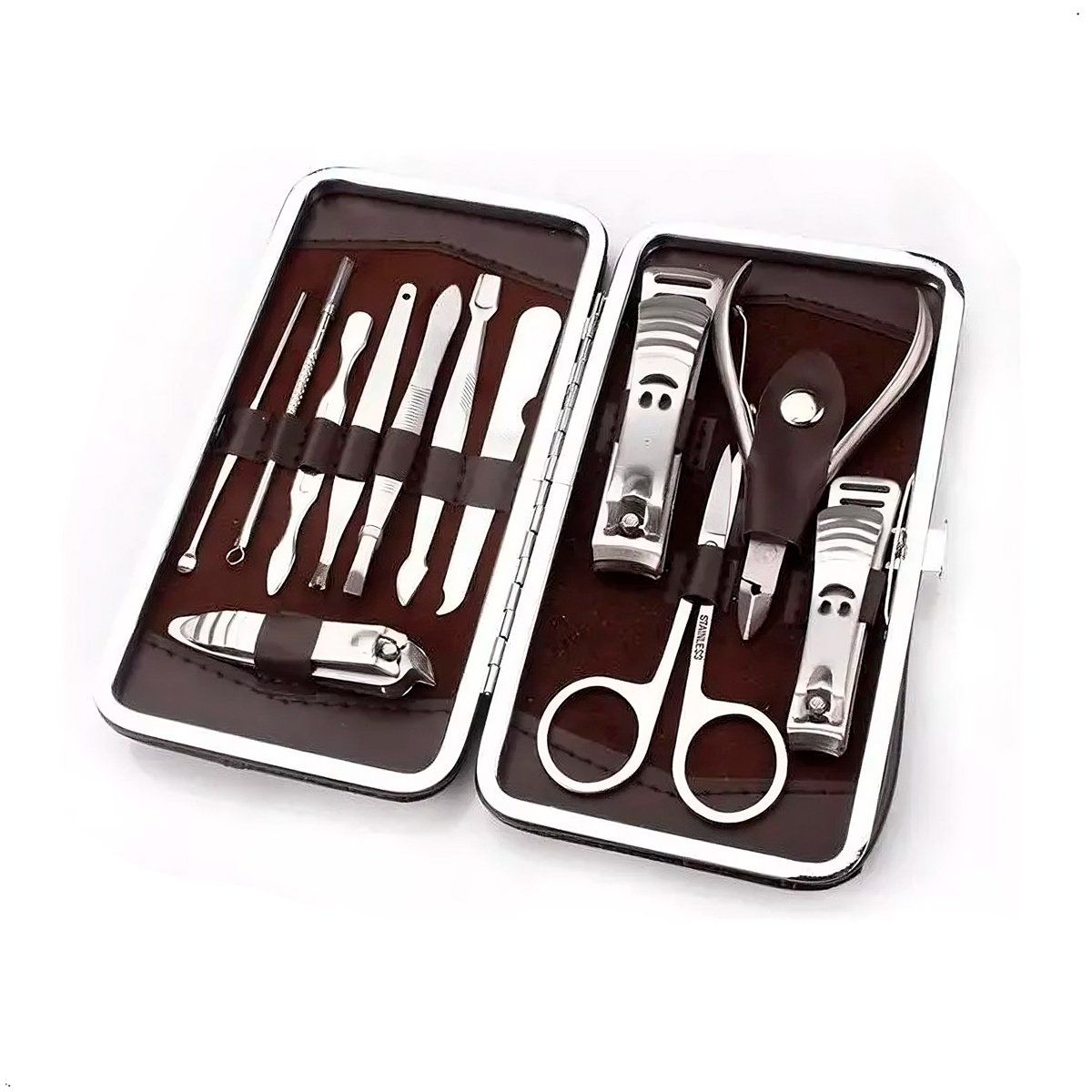 GENERICO - Set Manicura  pack 2 Pedicura Acero Inoxidable 12 Piezas Cortauñas