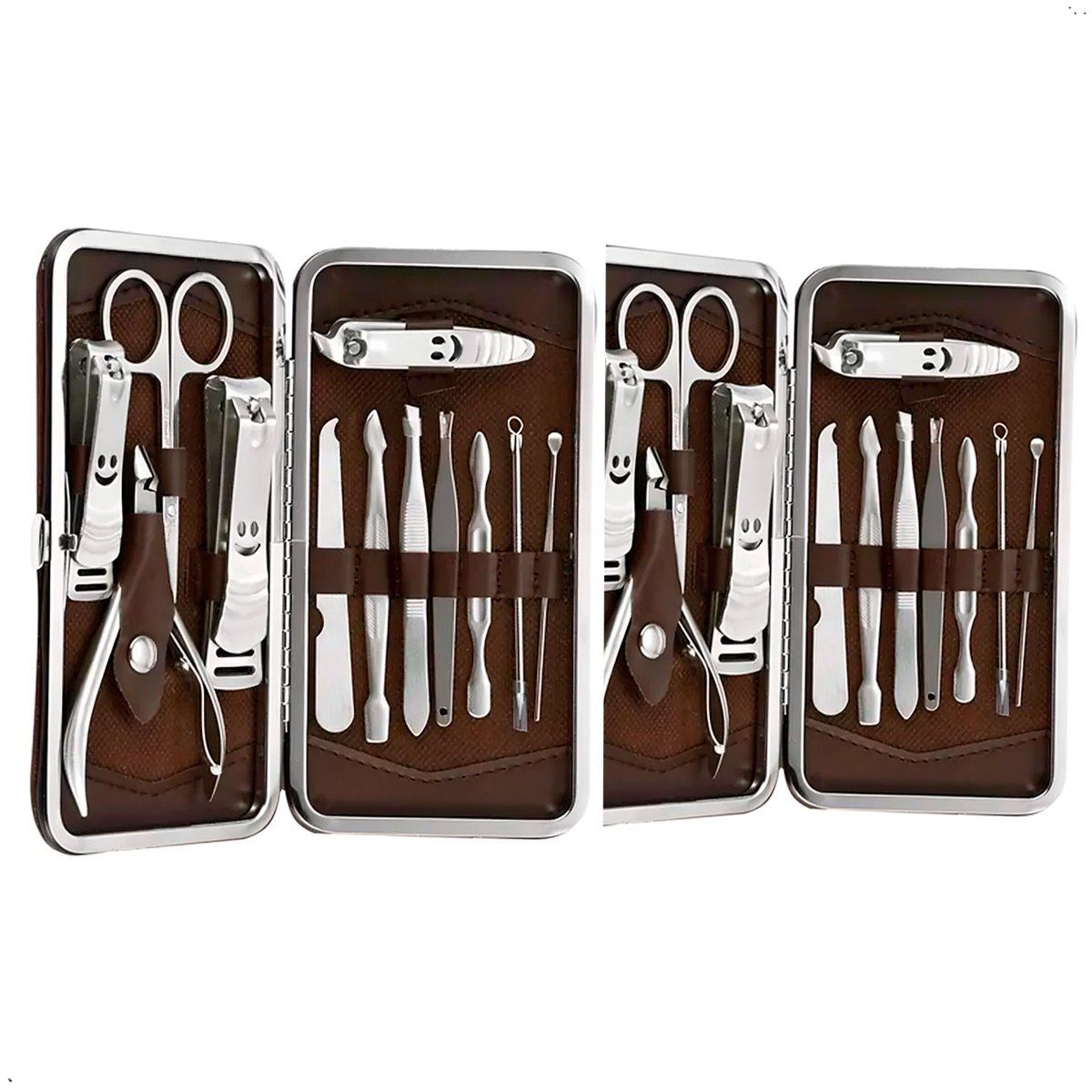 GENERICO - Set Manicura  pack 2 Pedicura Acero Inoxidable 12 Piezas Cortauñas