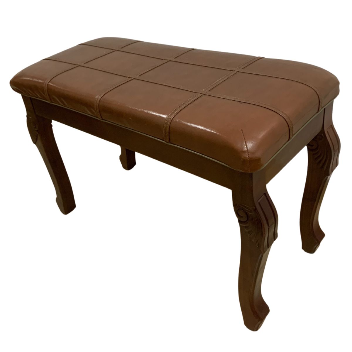 GENERICO - BANQUETA DE BASE DE MADERA CON COJIN CUERINA COLOR MARRON