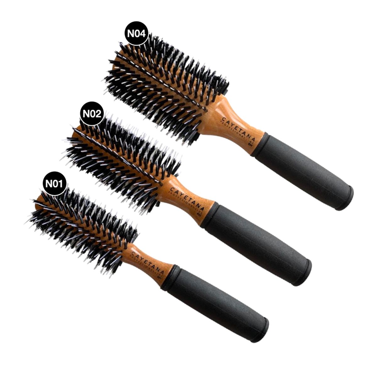 CAYETANA - Kit x3 Cepillos Penacho Profesional + Neceser N1 N2 Y N4