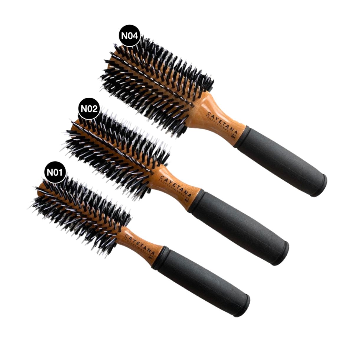 CAYETANA - Kit x3 Cepillos Penacho Profesional + Neceser N1 N2 Y N4