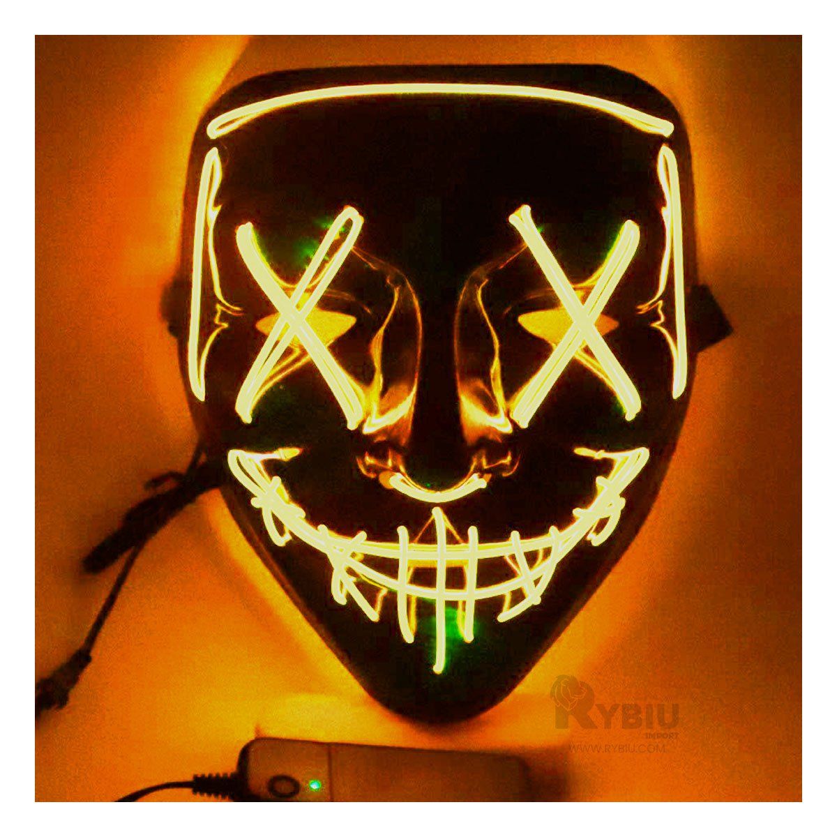 RYBIU IMPORT - Mascara Purga con Luces Led Neon Halloween en Naranja