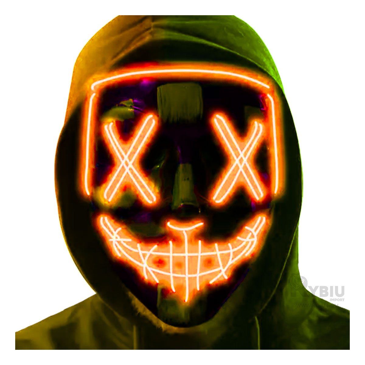 RYBIU IMPORT - Careta Iluminada para Fiestas Naranja Y+Post-it Adhesivos