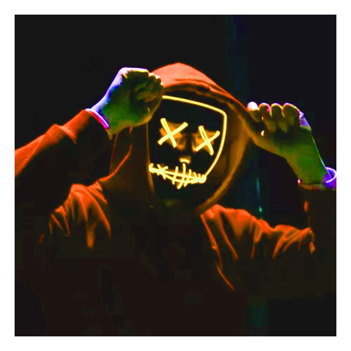 RYBIU IMPORT - Careta Iluminada para Fiestas Naranja Y+Post-it Adhesivos