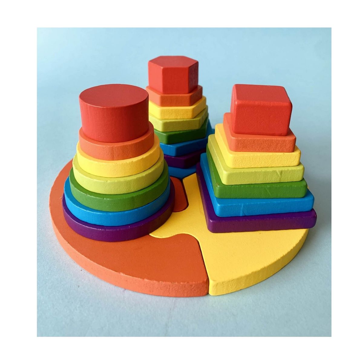 GENERICO - Didáctico Armable de Apilamiento 3 Torres de Madera