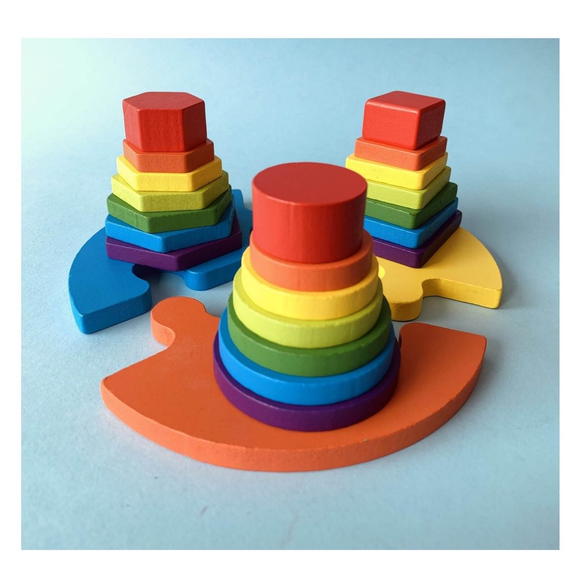 GENERICO - Didáctico Armable de Apilamiento 3 Torres de Madera