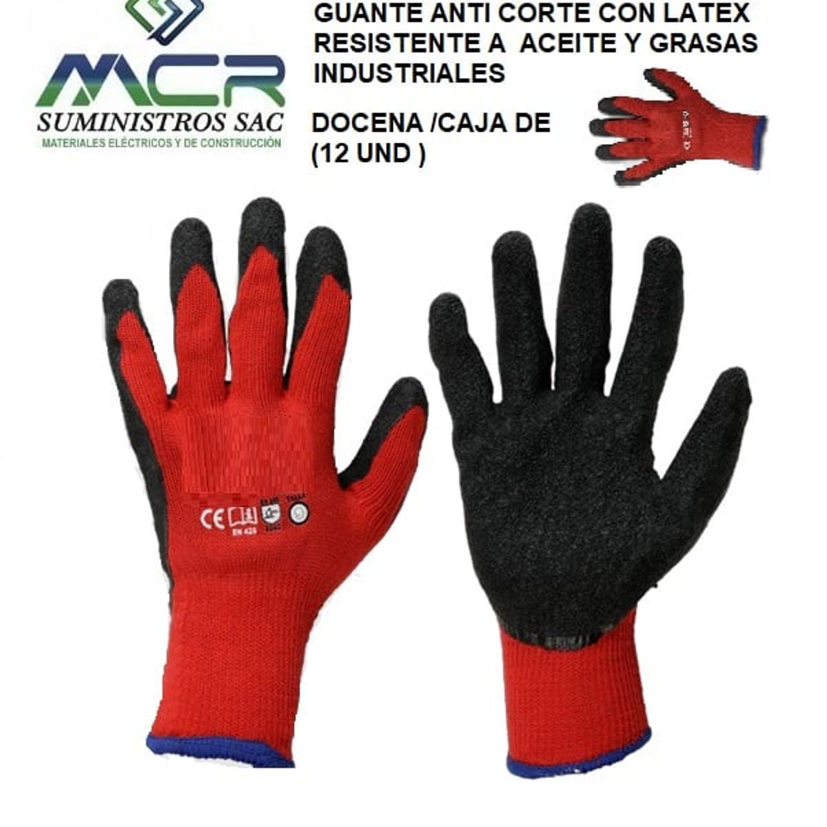 GENERICO - GUANTE ANTI CORTE CON LATEX RESISTENTE ACEITE Y GRASA INDUSTRIAL 12UND