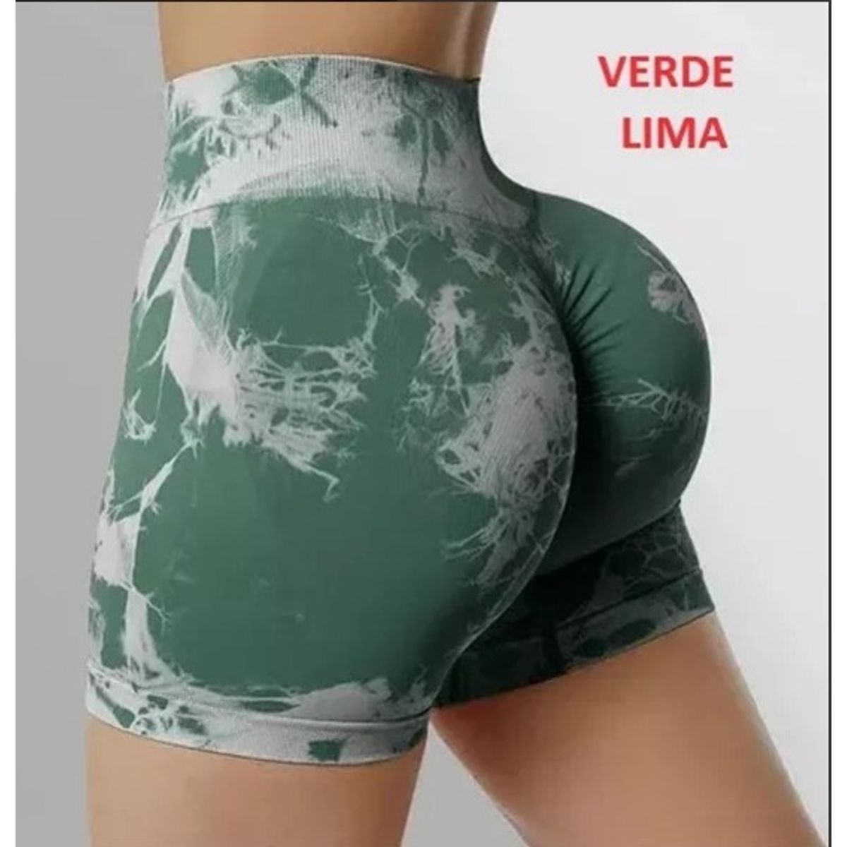 GENERICO - Short Deportivo Tie Dye para Mujer Scrunch Vderde Lima