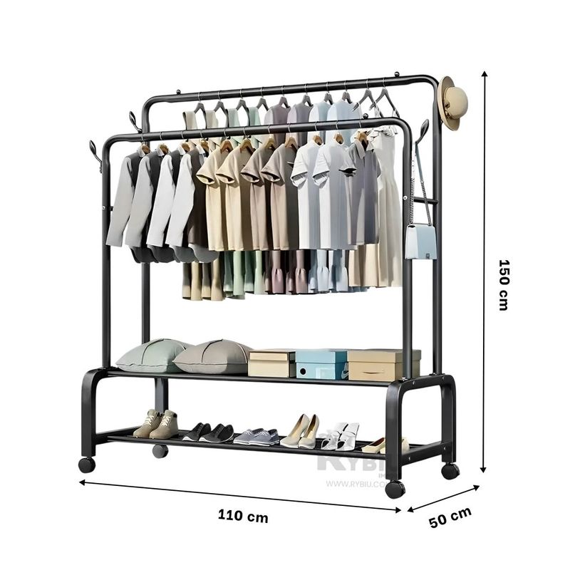 GENERICO - Soporte Apilable con Ruedas Negro Y+Regalo Ligas para Peinar