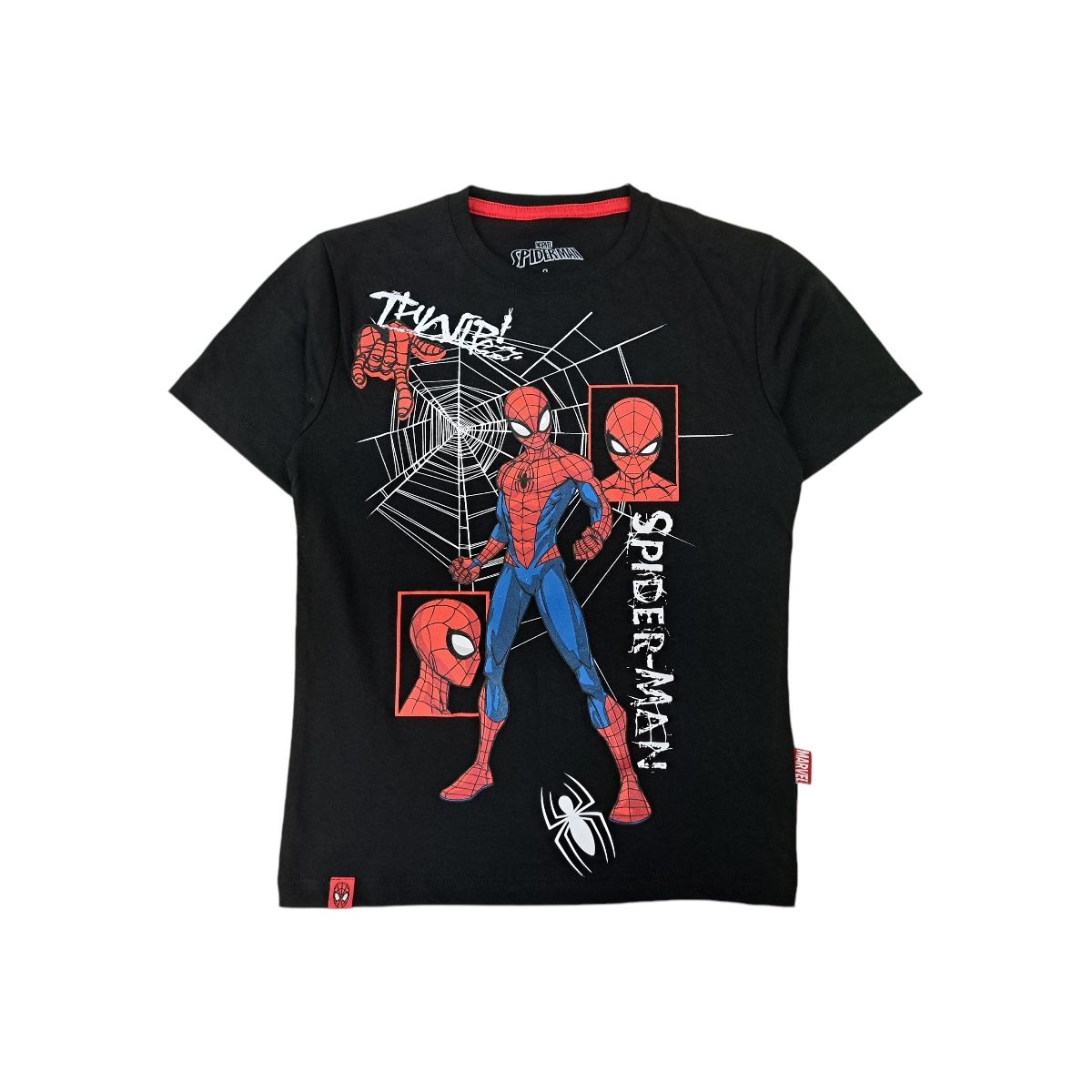 MARVEL - POLO BAS MC NIÑO SPIDER-MAN NEGRO