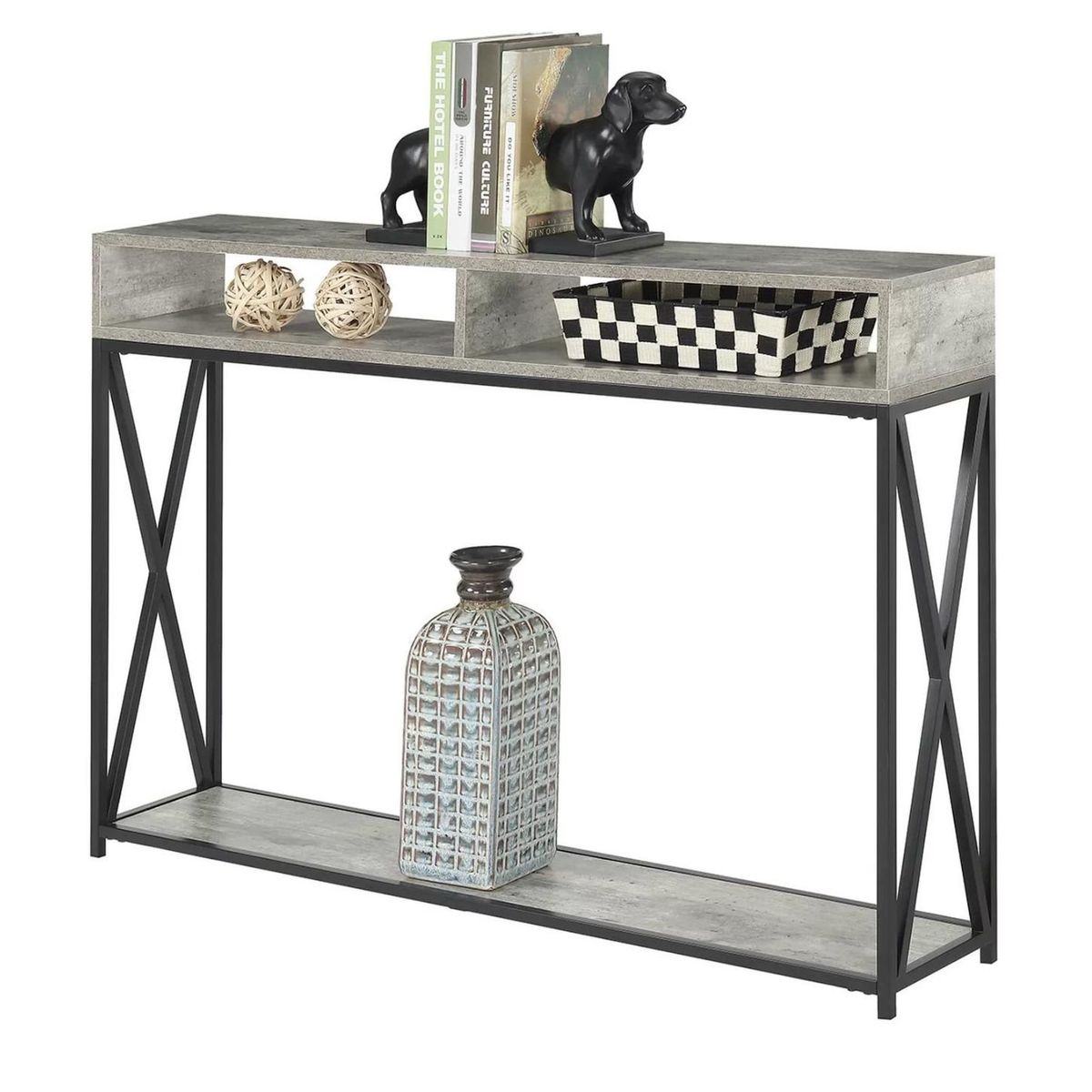 GENERICO - Consola Recibidor Industrial Berilio Cemento Coricha Home