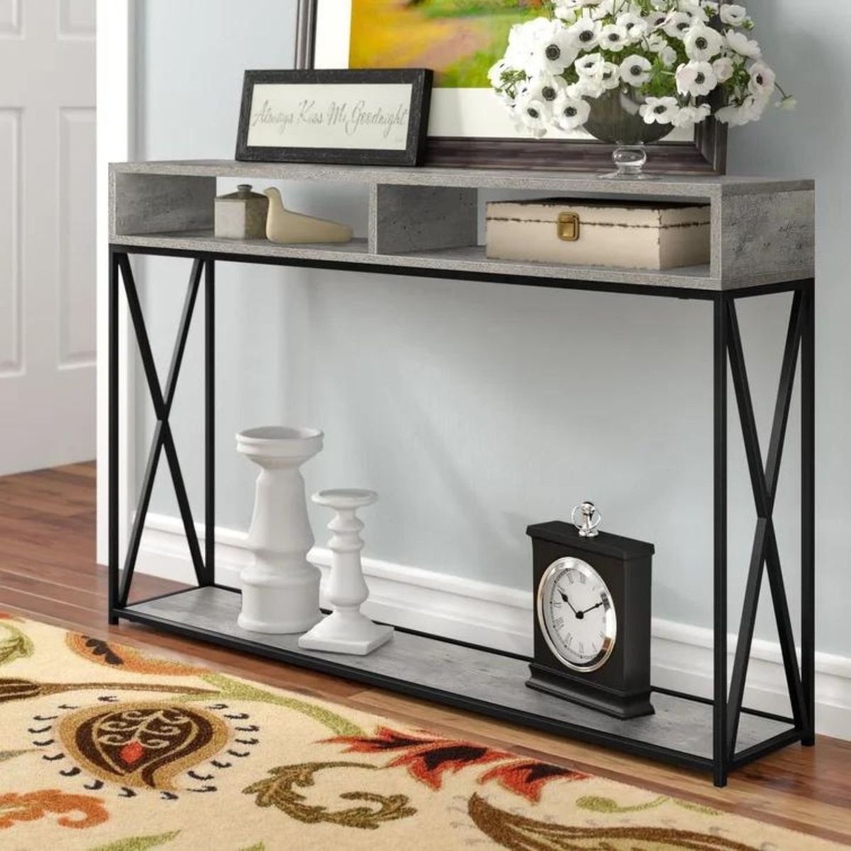 GENERICO - Consola Recibidor Industrial Berilio Cemento Coricha Home