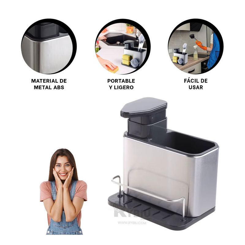 RYBIU IMPORT - Dispensador con Organizador de Color Negro Y+Regalo Agendita