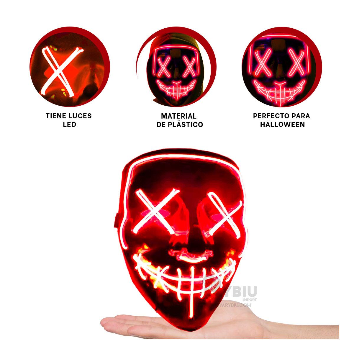 GENERICO - Antifaz para Hallowen en Color Rojo Y+Envoltorio de Regalo