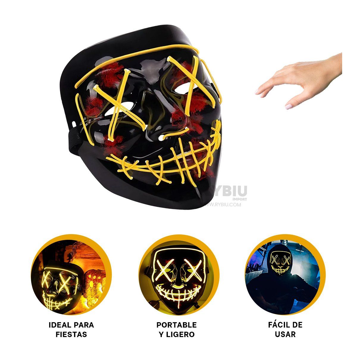 GENERICO - Antifaz para Hallowen Color Amarillo Y+Envoltorio de Regalo