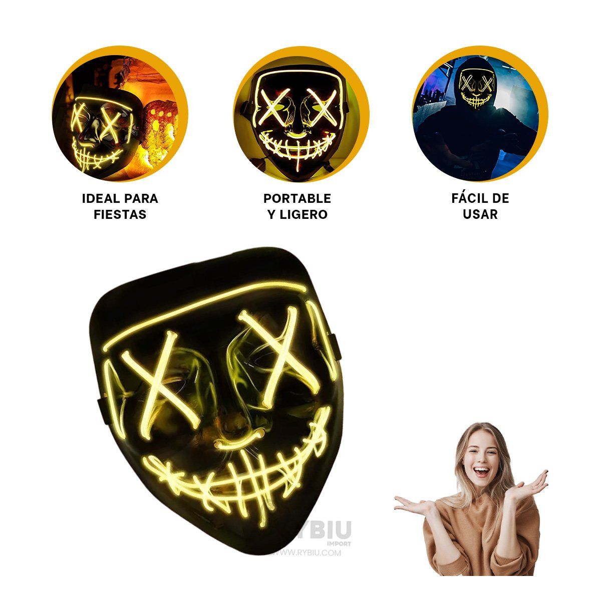 GENERICO - Antifaz Fascinante en Color Amarillo Y+Regalo Agendita