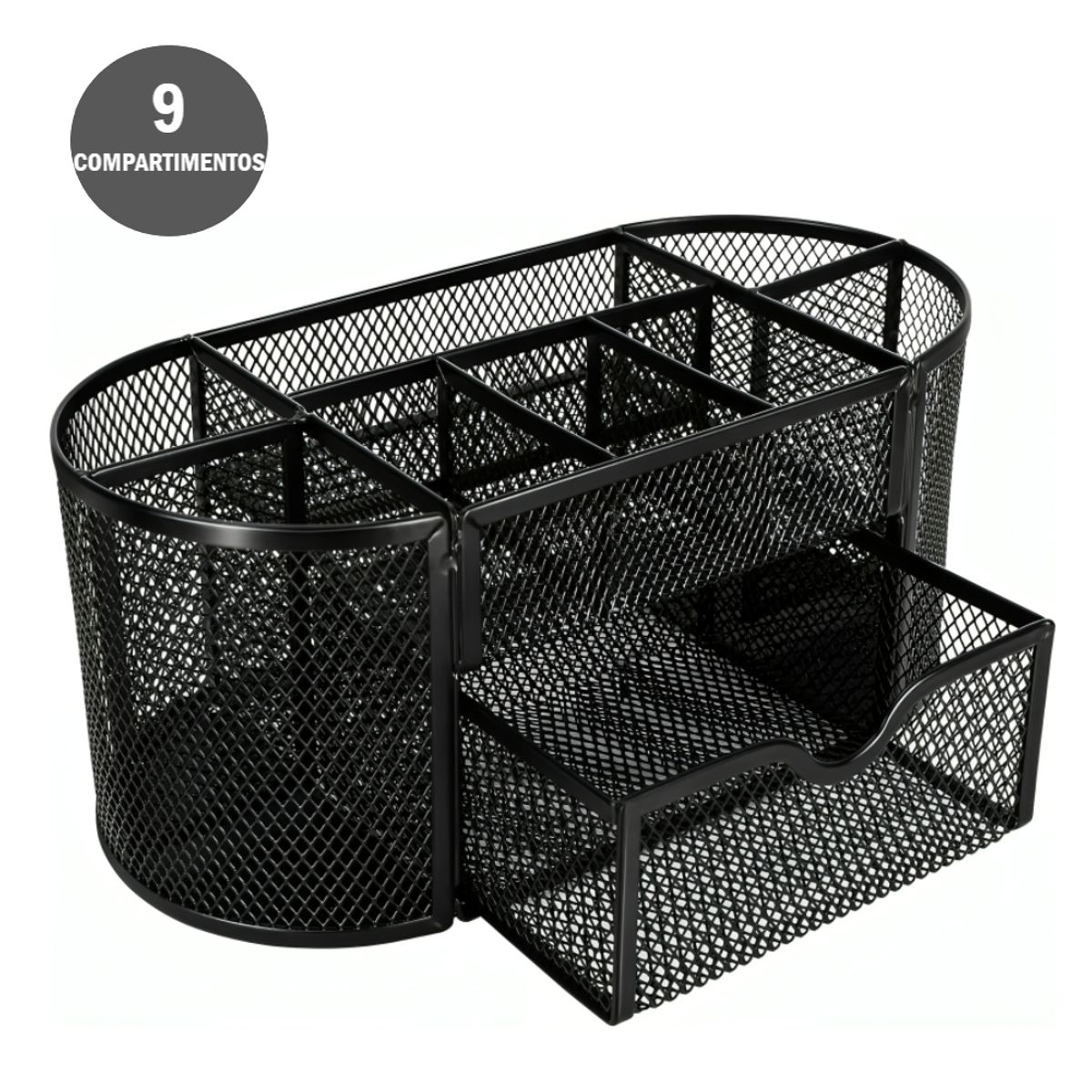 GENERICO - Organizador metálico de lapiceros y post-it de escritorio