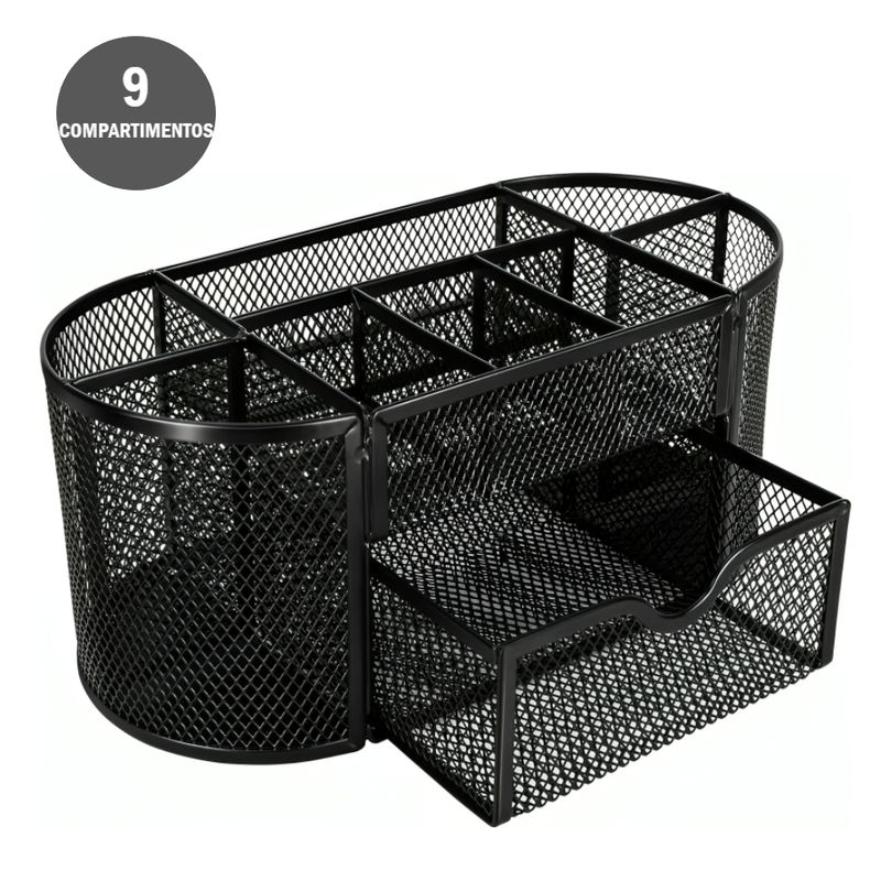 GENERICO - Organizador metálico de lapiceros y post-it de escritorio