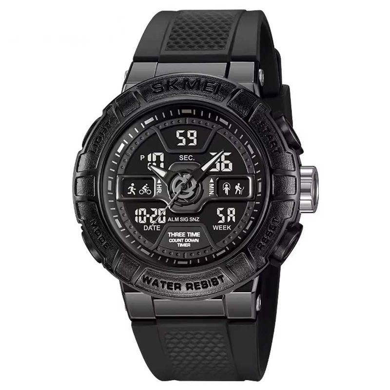 SKMEI - Reloj Skmei 2227 Hombre Dual Deportivo Multifunción 3 Tiempos - Negro