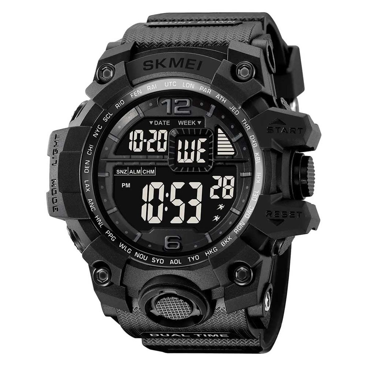 SKMEI - Reloj Skmei 2245 Hombre Digital Deportivo Dual Cronómetro LED - Negro