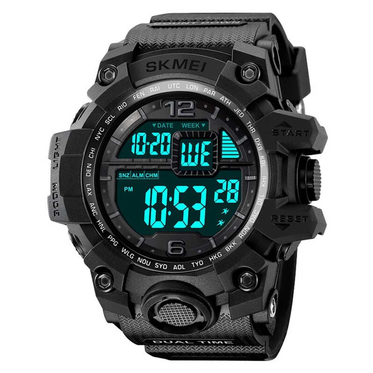 SKMEI - Reloj Skmei 2245 Hombre Digital Deportivo Dual Cronómetro LED - Negro